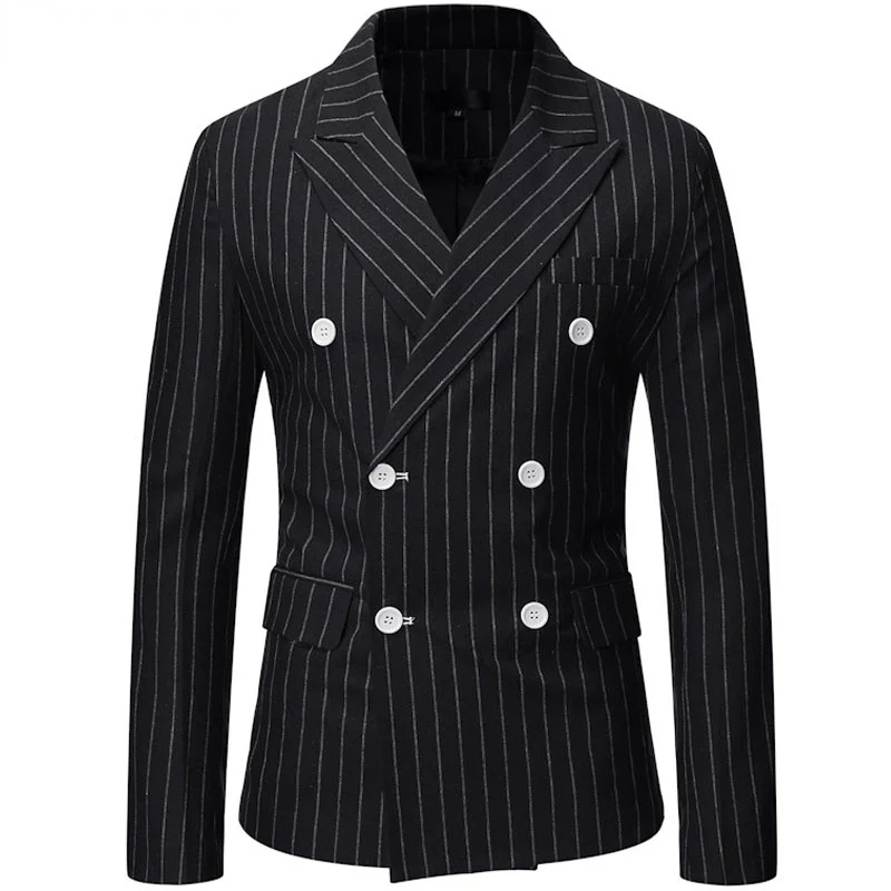 Black Striped Men Blazer Fashion Double Breasted Mens Suit Jacket Coats Casual Business Tuexdo Costume Homme Casaco Masculino
Black Striped Men Blazer Fashion Double Breasted Mens Suit Jacket Coats Casual Business Tuexdo Costume Homme Casaco Masculino
