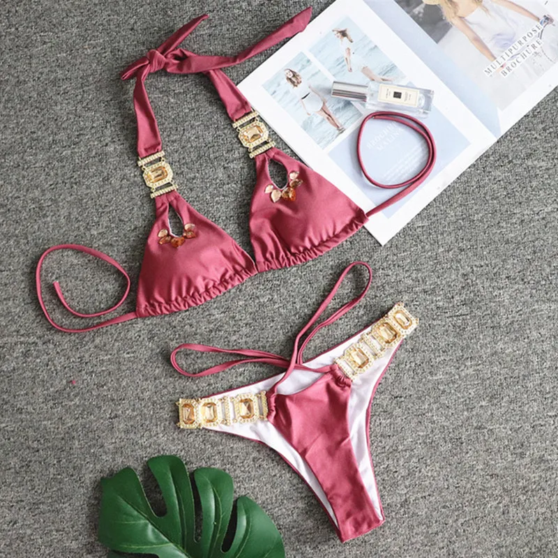 Fashion Swimsuit 2021 Summer New Bikini Sexy Crystal Diamond Bandage Solid Color Split Backless Beach Female Swimsuit Suit
Fashion Swimsuit 2021 Summer New Bikini Sexy Crystal Diamond Bandage Solid Color Split Backless Beach Female Swimsuit Suit