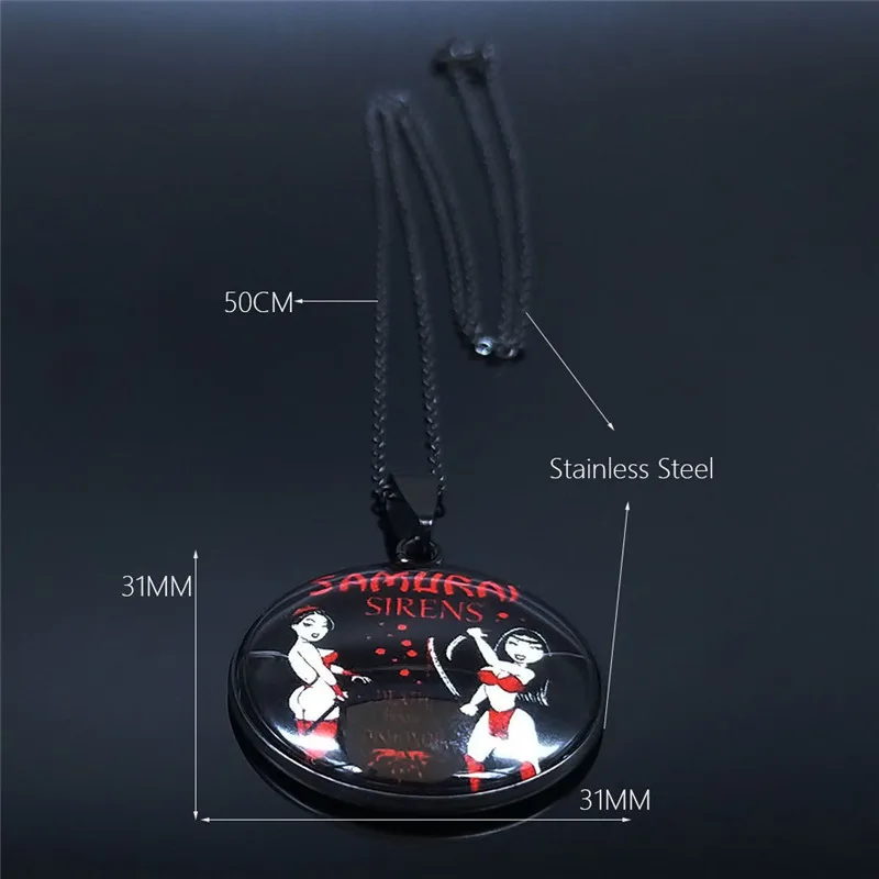 2021 Fashion Glass Stainless Steel Necklace Black Color Female Samurai Killer Pendant Necklace Jewelry colgante mujer NXS03
2021 Fashion Glass Stainless Steel Necklace Black Color Female Samurai Killer Pendant Necklace Jewelry colgante mujer NXS03