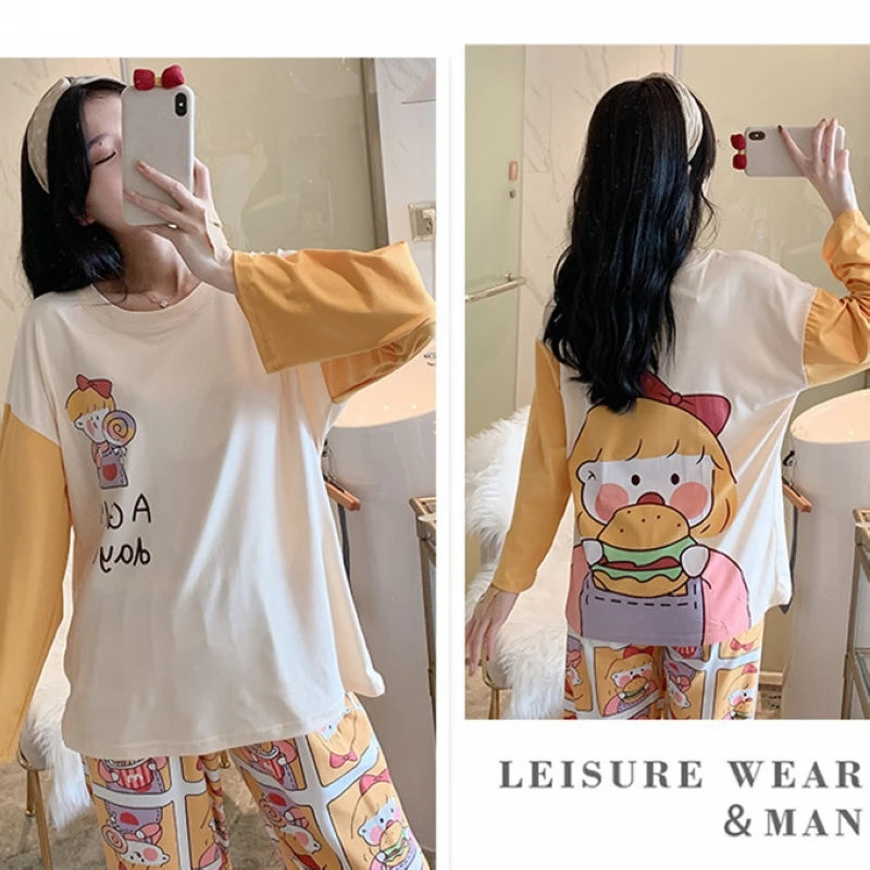 2021 new Korean style pajamas women's spring and autumn thin, comfortable, loose-fitting and cute home service two-piece suit
2021 new Korean style pajamas women's spring and autumn thin, comfortable, loose-fitting and cute home service two-piece suit