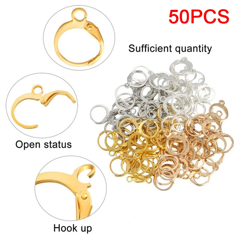 2021 Hot Sale 50PCS Gold Silver Metal Brass Ear Hook Earring Accessories DIY Handmade Jewelry Material Supplies Cheap Wholesale