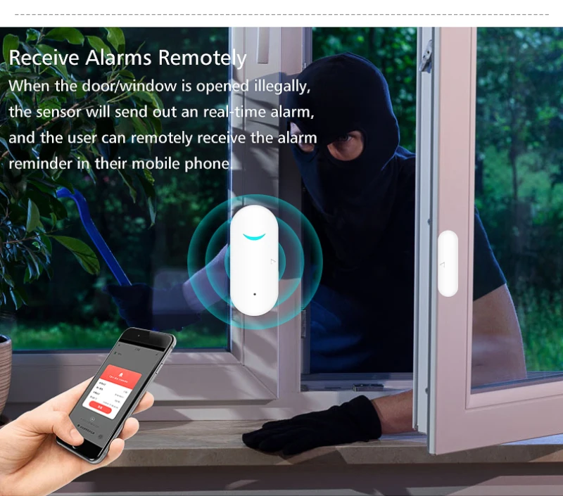 

Умные детекторы открытия/закрытия окон и дверей Tuya, магнитная домашняя сигнализация с Wi-Fi, совместимая с Alexa Google Home