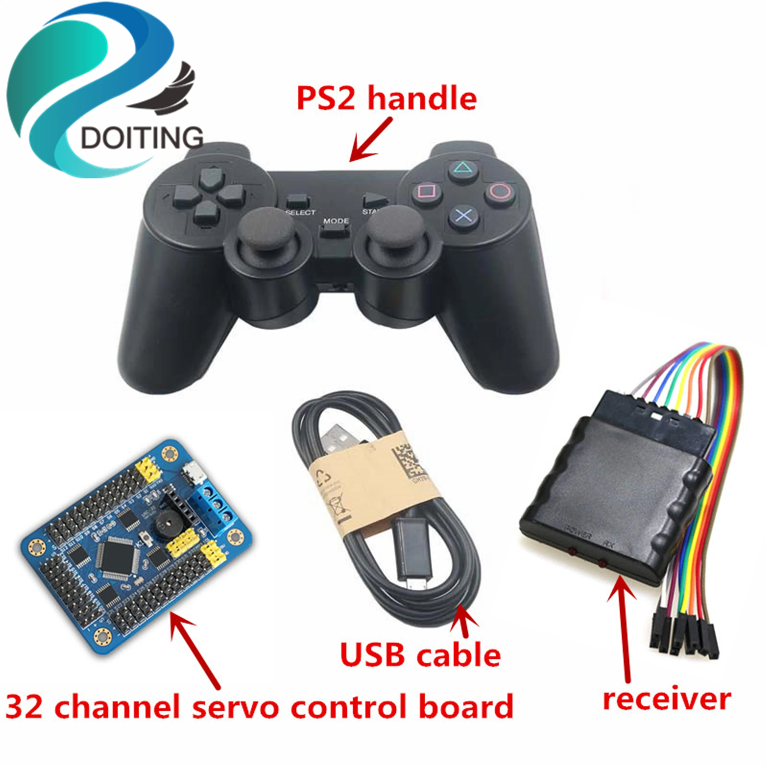 32 канальная плата сервоуправления + ручка PS2 приемник комплект беспроводного