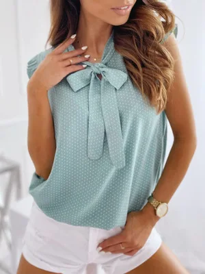 Blouses Short Sleeves Shirt Summer Bow Lace Up Polka Dot Female Ruffle Pullover Vintage Blusa Muyogrt Shirts Womens Sexy Tops 
Blouses Short Sleeves Shirt Summer Bow Lace Up Polka Dot Female Ruffle Pullover Vintage Blusa Muyogrt Shirts Womens Sexy Tops