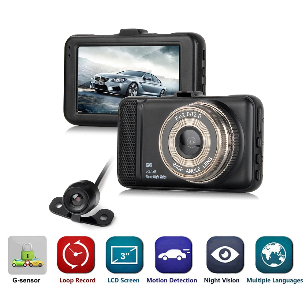 Car DVR Full HD 1080P Dual Lens Rear View Dash Cam Vehicle Camera Video Recorder Motion Detector Car Parking Monitor G-sensor
Car DVR Full HD 1080P Dual Lens Rear View Dash Cam Vehicle Camera Video Recorder Motion Detector Car Parking Monitor G-sensor
