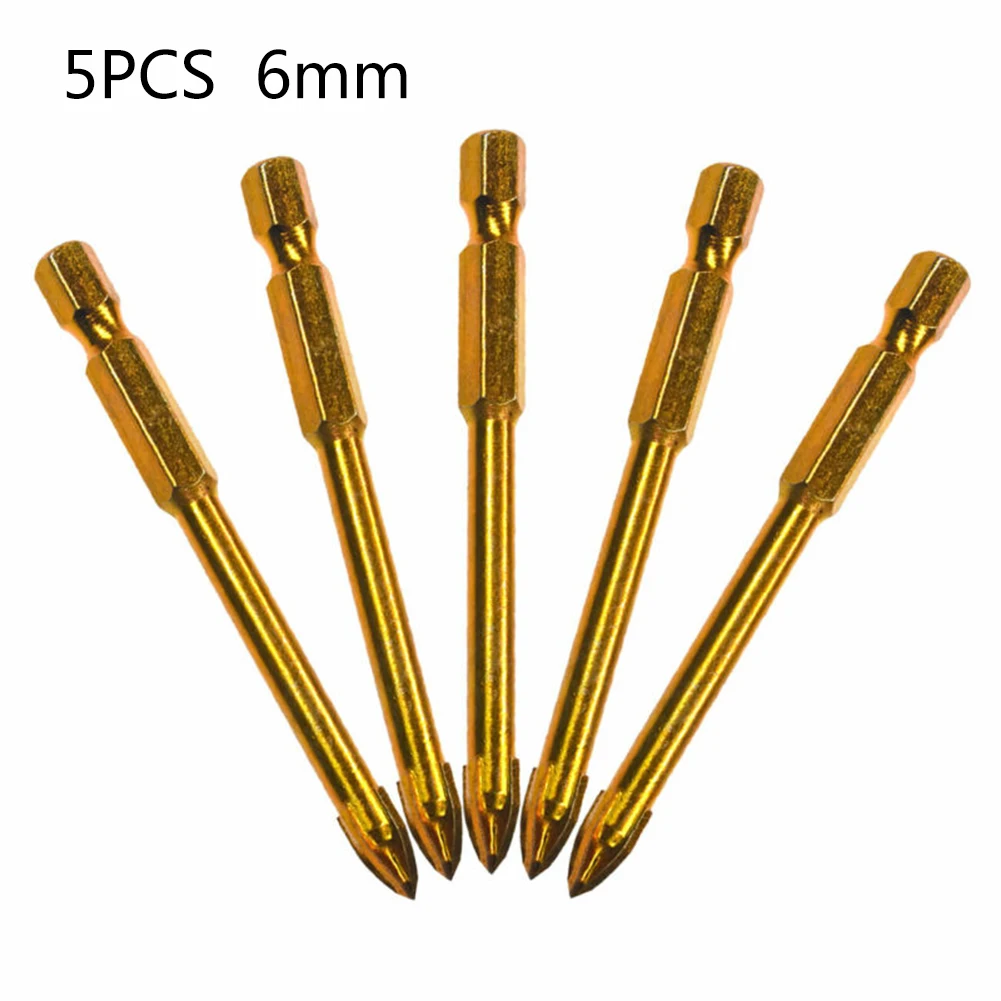 5pcs 6mm Titanium Ceramic Tile Marble Glass Drill Bits Spear Head Hex Shank For Glass Ceramic Wood Metal Plastic Tile
5pcs 6mm Titanium Ceramic Tile Marble Glass Drill Bits Spear Head Hex Shank For Glass Ceramic Wood Metal Plastic Tile