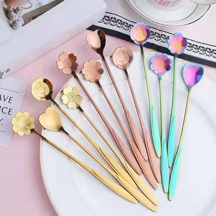 Creative Stainless Steel Coffee Spoon Colorful Stirring Milk Spoon Dessert Ice Cream Tableware Flower Pattern 4PCS
Creative Stainless Steel Coffee Spoon Colorful Stirring Milk Spoon Dessert Ice Cream Tableware Flower Pattern 4PCS
