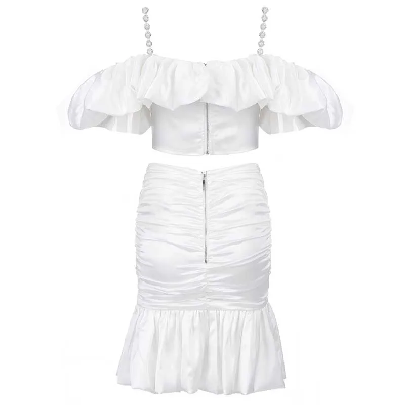 Free Shipping New White Pearl Spaghetti Strap Short Top&Skirt Fashion Sexy Two-Piece Suit Celebrity Beach Party Sets
Free Shipping New White Pearl Spaghetti Strap Short Top&Skirt Fashion Sexy Two-Piece Suit Celebrity Beach Party Sets