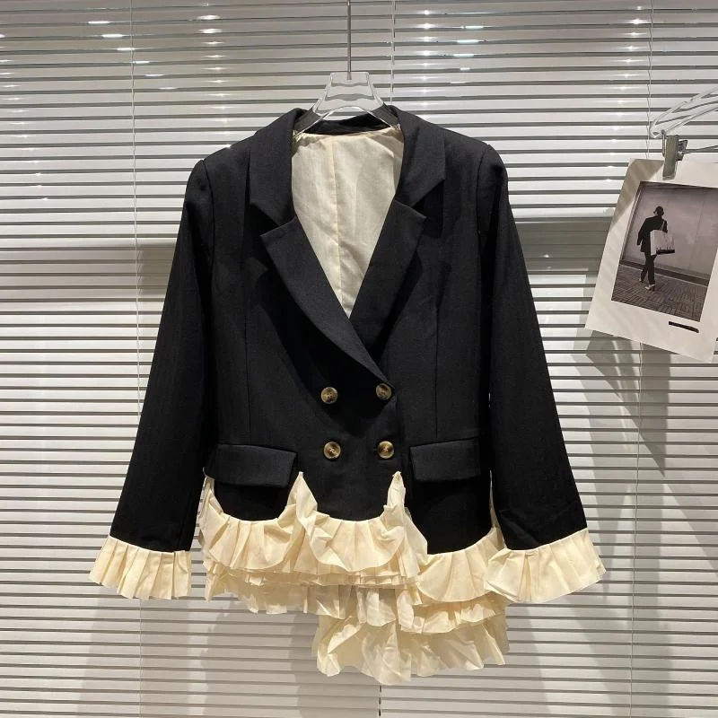 Hem Fold Design Dark Stripe Long Sleeve Blazer Women 2021 Autumn New Style Small Fragrance Coat
Hem Fold Design Dark Stripe Long Sleeve Blazer Women 2021 Autumn New Style Small Fragrance Coat
