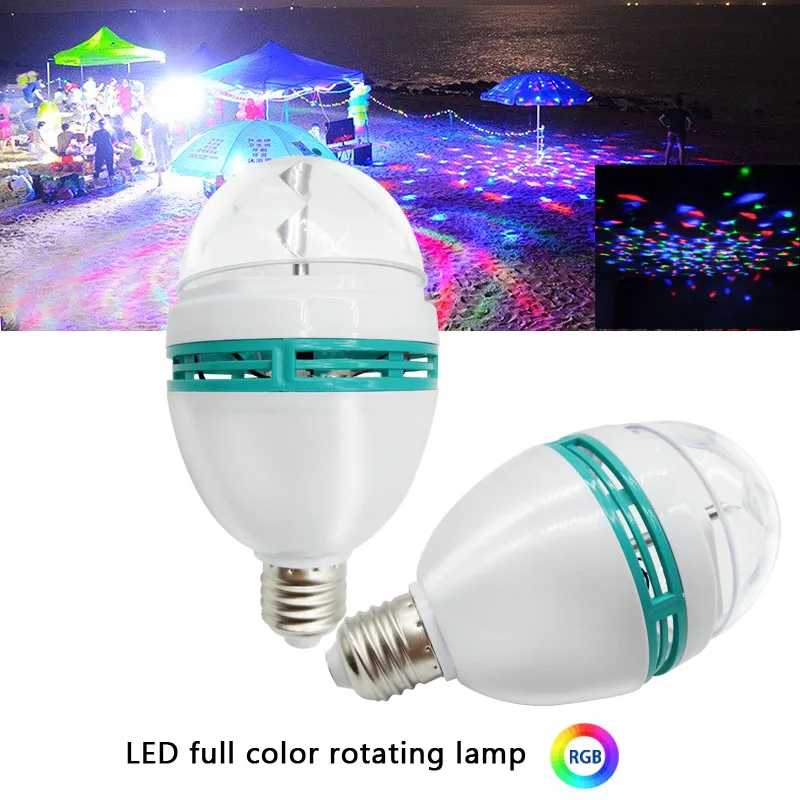 

Full Color 3W E27 RGB LED Lamp Auto Rotating Lamp RGB Party Light 85-260V DJ Disco Stage Lighting Holiday Bulb For Family Party