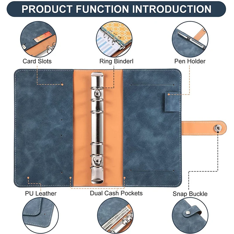 A6 PU Leather Notebook Binder ,6 Rings Binder Cover, 12 Pieces Budget Envelopes System, Expense Budget Sheets
A6 PU Leather Notebook Binder ,6 Rings Binder Cover, 12 Pieces Budget Envelopes System, Expense Budget Sheets
