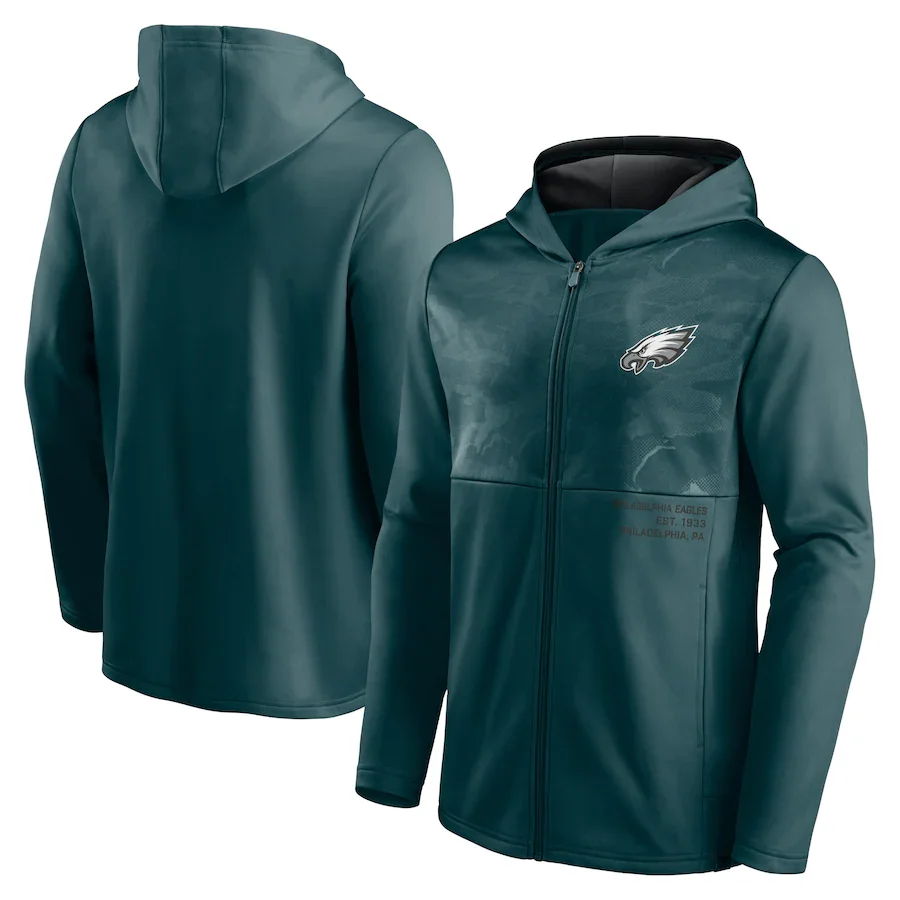 

Philadelphia men Sweatshirt Eagles Fanatics Branded Defender Full-Zip Jackets coat American Football zip up Hoodie for Jacket