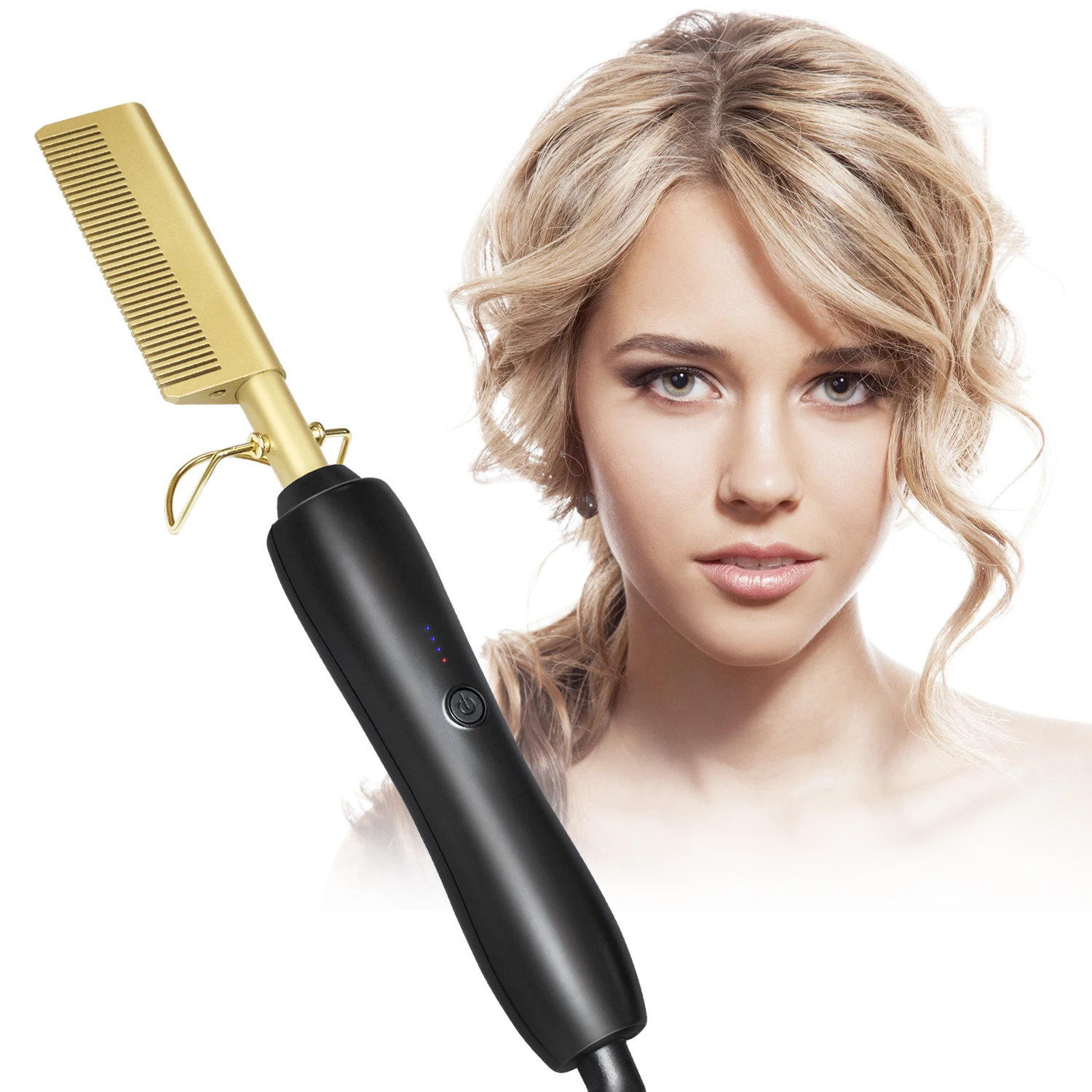 

Hair Straightener Flat Irons 2 In 1 Hot Heating Hair Straight Styler Curling Iron Hair Curler Comb Wet Dry Use Brush Comb