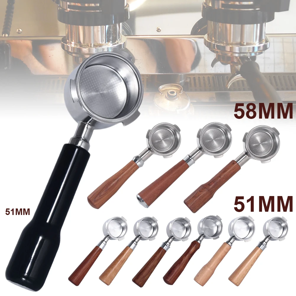 Stainless Steel&Wood Bottomless Portafilter 51/58mm Wooden Handle Filter Basket Included for Espresso Coffee Machine Handle Tool
Stainless Steel&Wood Bottomless Portafilter 51/58mm Wooden Handle Filter Basket Included for Espresso Coffee Machine Handle Tool