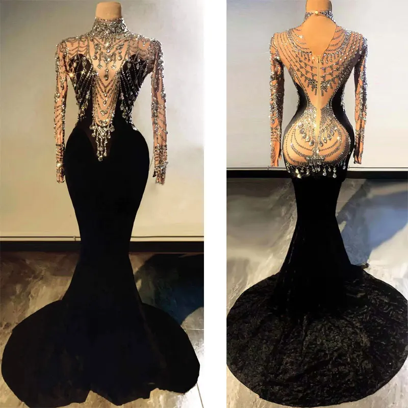 Black velvet slim dress Sparkly crystal sexy birthday evening party long tail stage female singer dress Stretch Costume
Black velvet slim dress Sparkly crystal sexy birthday evening party long tail stage female singer dress Stretch Costume