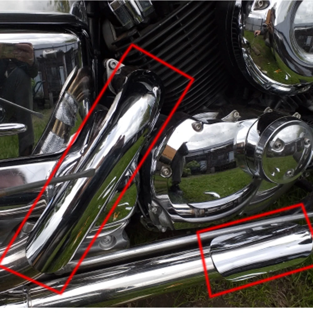 Черная/хромированная изогнутая выхлопная труба глушителя для мотоцикла
