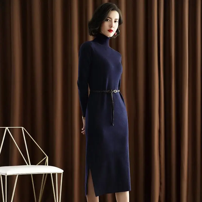 Women 2021 Autumn Winter Elegant Long Sleeve OL Turtleneck Sweater Dress Female Thick Knit Dresses Slim A-line Vestidos X411
Women 2021 Autumn Winter Elegant Long Sleeve OL Turtleneck Sweater Dress Female Thick Knit Dresses Slim A-line Vestidos X411