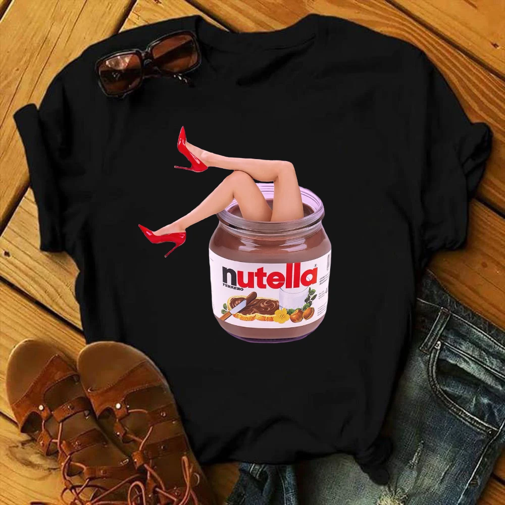 Женская футболка с милым принтом Nutella Kawaii модная в стиле 90-х Харадзюку улзанг