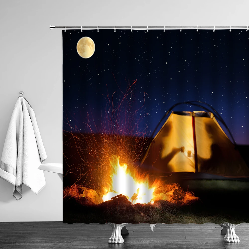 Shower Curtain Romantic Lovers Camping In The Wild Starry Sky Moon Bonfire Aurora Bath Curtains Bathtub Decor Valentine's Day
Shower Curtain Romantic Lovers Camping In The Wild Starry Sky Moon Bonfire Aurora Bath Curtains Bathtub Decor Valentine's Day