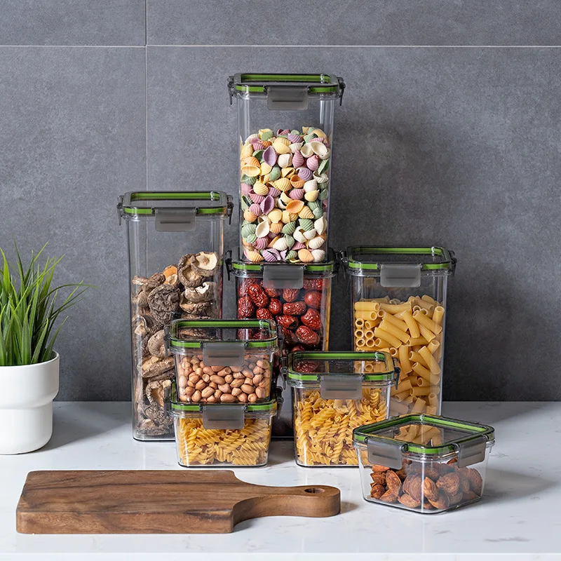 

Plastic Sealed Tank Kitchen Transparent Food Grains Storage Box Stackable Dry Food Snacks Organizer Keep Fresh Clear Container