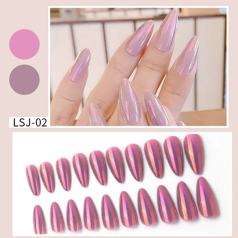24pcs Aurora Mirror Powder Wear Long Paragraph Fashion Manicure Patch False Nails Save Time Wearable Jelly Nail Patch STTX889
24pcs Aurora Mirror Powder Wear Long Paragraph Fashion Manicure Patch False Nails Save Time Wearable Jelly Nail Patch STTX889