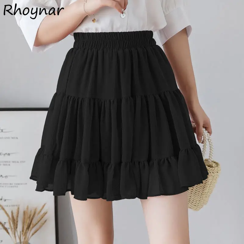 Skirts Women Chiffon Summer Preppy Girls Korean Style High Waist Fashion Ruffles Elastic Solid A-line Casual All-match Elegant
Skirts Women Chiffon Summer Preppy Girls Korean Style High Waist Fashion Ruffles Elastic Solid A-line Casual All-match Elegant