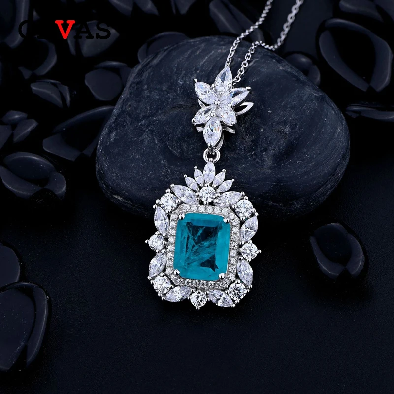 OEVAS 100% 925 Sterling Silver 9*11mm Paraiba Tourmaline Pendant Necklace Women Sparkling High Carbon Diamond Party Fine Jewelry
OEVAS 100% 925 Sterling Silver 9*11mm Paraiba Tourmaline Pendant Necklace Women Sparkling High Carbon Diamond Party Fine Jewelry