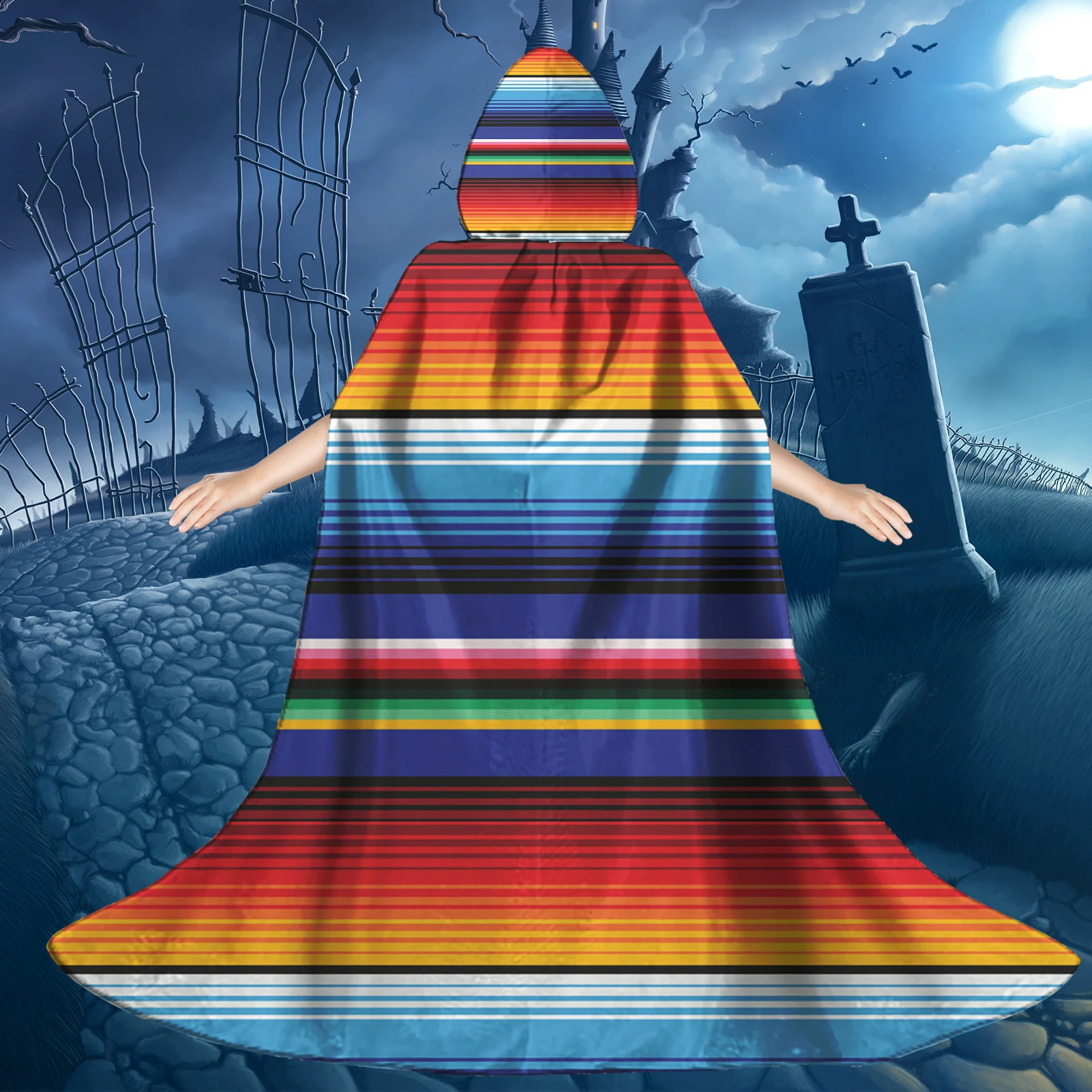Colorful Tribal Mexican Serape Pattern Hooded Cloak Fashion Halloween Christmas Party Cape Cloak with Hood Cpsplay Witch Vampire
Colorful Tribal Mexican Serape Pattern Hooded Cloak Fashion Halloween Christmas Party Cape Cloak with Hood Cpsplay Witch Vampire