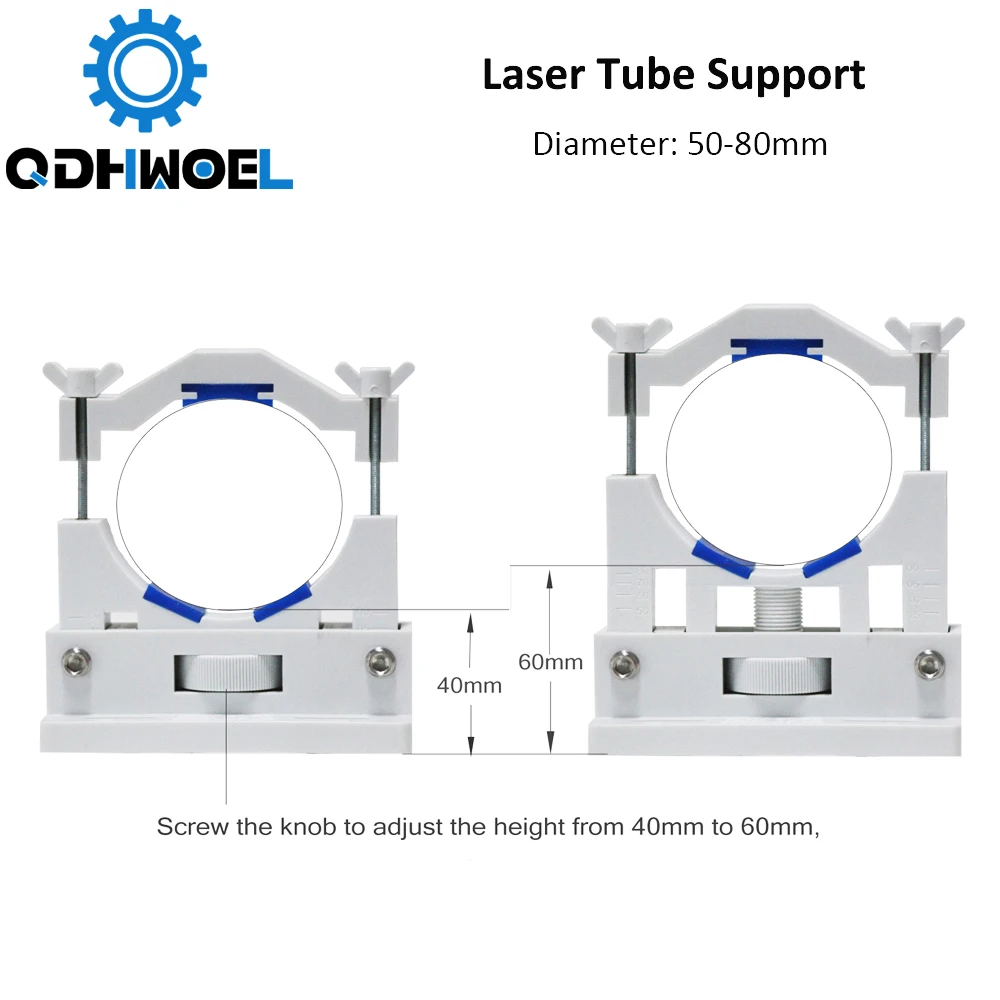 Держатель лазерной трубки Co2 с поддержкой крепления гибкий пластик 50 80 мм для