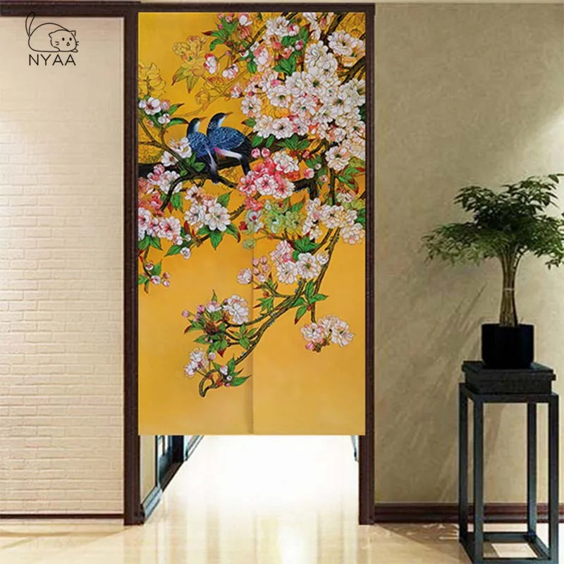 Chinese Ink Style Flower and Bird Pattern Door Curtain Japanese Noren Half Curtain
Chinese Ink Style Flower and Bird Pattern Door Curtain Japanese Noren Half Curtain