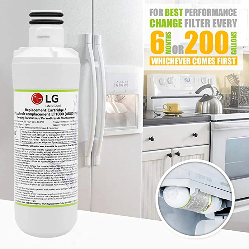 LG LT1000P smart refrigerator water filter, ADQ747935 replacement water filter, 3 packs
LG LT1000P smart refrigerator water filter, ADQ747935 replacement water filter, 3 packs