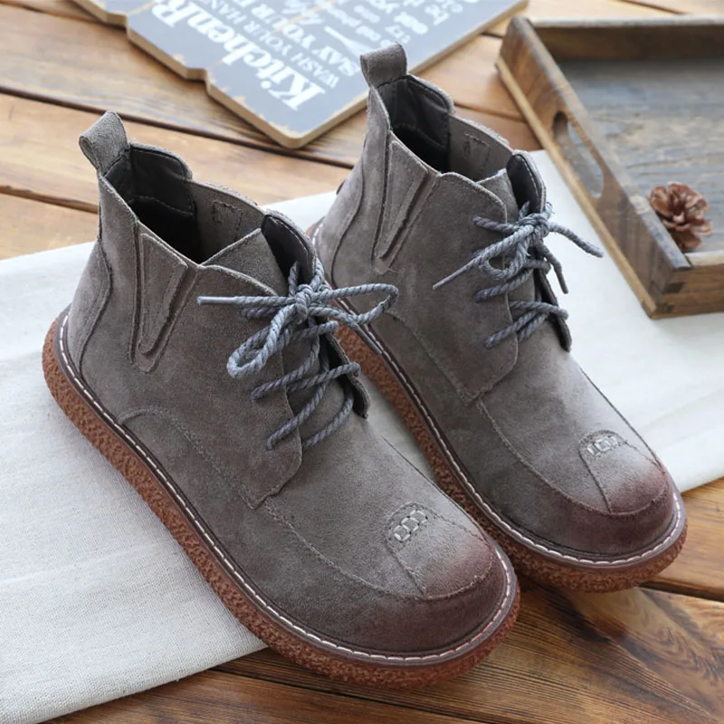 Ladies Martin Boots Mori Literary Casual Womens Boots Lace-Up Round Head Handmade Short Boots Thick-Sole Retro Flock Ankle Boots
Ladies Martin Boots Mori Literary Casual Womens Boots Lace-Up Round Head Handmade Short Boots Thick-Sole Retro Flock Ankle Boots