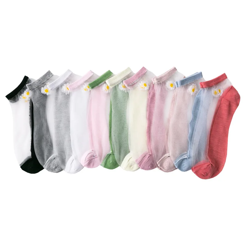 5Pairs/Lot Women Socks for summer Ultra-thin Transparent Cass Glass fiber Silk Socks Fashion daisy Flower Japan Ankle Socks
5Pairs/Lot Women Socks for summer Ultra-thin Transparent Cass Glass fiber Silk Socks Fashion daisy Flower Japan Ankle Socks