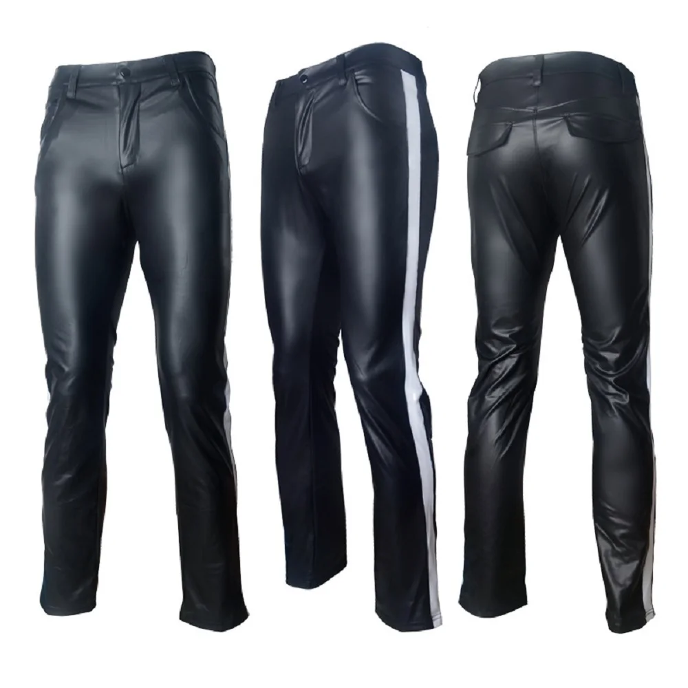 Mens Elastic Faux Leather Pants Leggings Motorcycle Ridding Trousers for Men Skinny Exotic Pole Dance Nightclub Vinyl Pants
Mens Elastic Faux Leather Pants Leggings Motorcycle Ridding Trousers for Men Skinny Exotic Pole Dance Nightclub Vinyl Pants