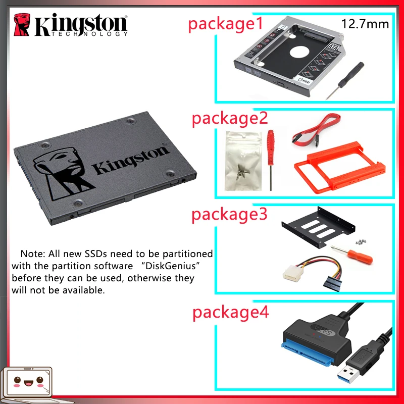 SSD накопитель Kingston на 120 ГБ 2 5 дюйма с адаптером|kingston ssd|ssd for pcdisk ssd |