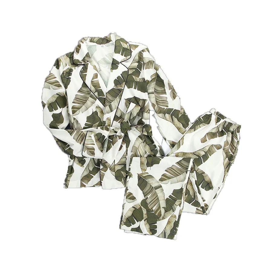 2021 Leaf Print Robe Sets Long Sleeve Satin Silk Pajamas Graphic 2 Piece Set Women Sleepwear HomeWear Suit Cardigan Set Bathrobe
2021 Leaf Print Robe Sets Long Sleeve Satin Silk Pajamas Graphic 2 Piece Set Women Sleepwear HomeWear Suit Cardigan Set Bathrobe