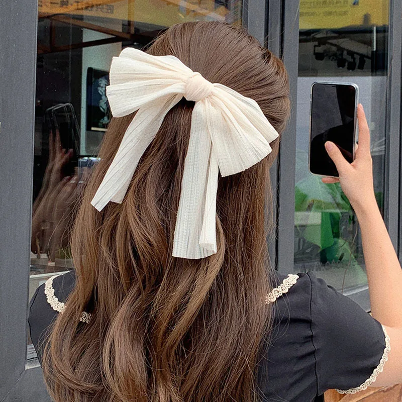 Long Lady Wedding Party Girls Spring Clip Temperament White Oversize Bow Hairpin Gentleness Net Yarn Bowknot Ribbon Hair Clip
Long Lady Wedding Party Girls Spring Clip Temperament White Oversize Bow Hairpin Gentleness Net Yarn Bowknot Ribbon Hair Clip