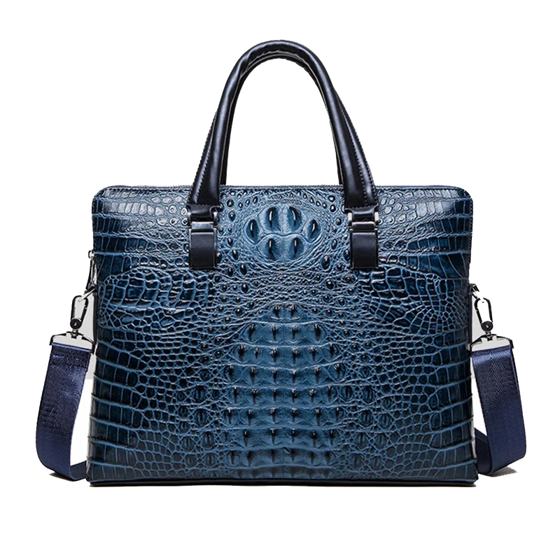 

Портфель известного дизайна, роскошные сумки-тоуты из воловьей кожи с узором под крокодила, мужская сумка на ремне для ноутбука 14 дюймов