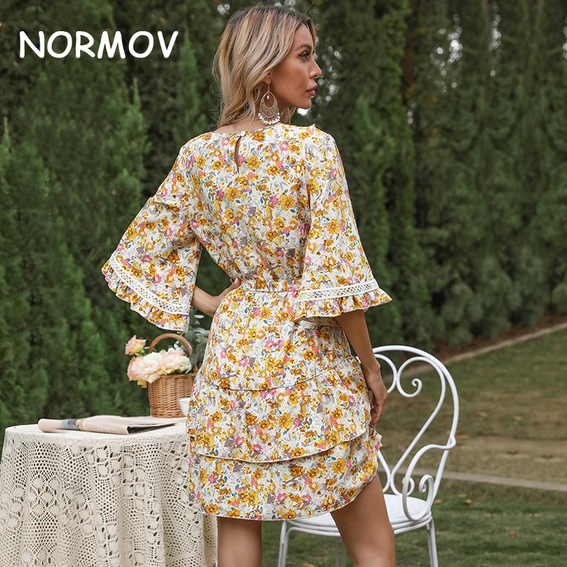 NORMOV New Fashion Casual Flare Sleeve Dress Women Elegant V-neck Print Sash Dress A-Line Holiday Female Ruffled Midi Dress 2021
NORMOV New Fashion Casual Flare Sleeve Dress Women Elegant V-neck Print Sash Dress A-Line Holiday Female Ruffled Midi Dress 2021