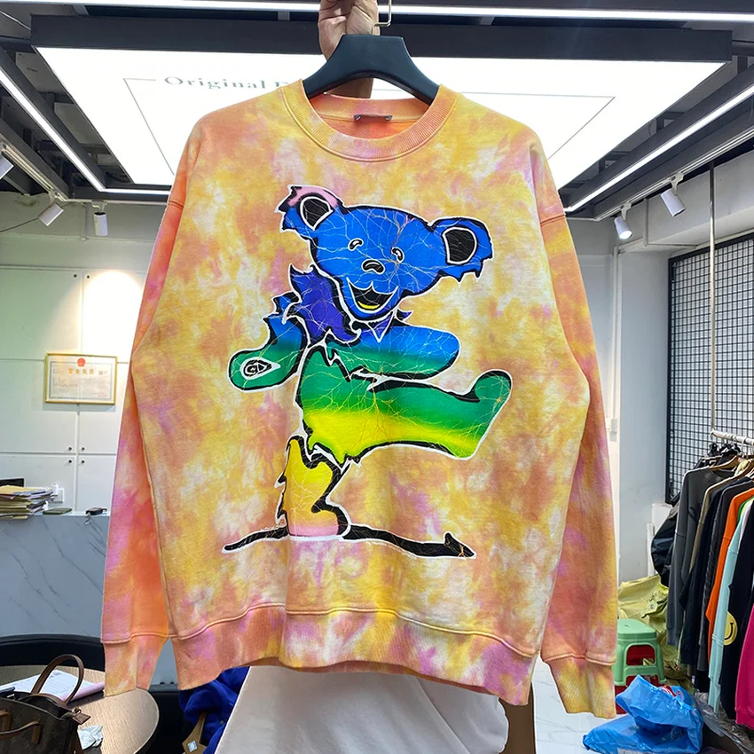 Washed Tie-dye Cartoon Bear Print Sweatshirts Men Women High Quality Unisex Hoodie Crewneck Inside Tag Label
Washed Tie-dye Cartoon Bear Print Sweatshirts Men Women High Quality Unisex Hoodie Crewneck Inside Tag Label