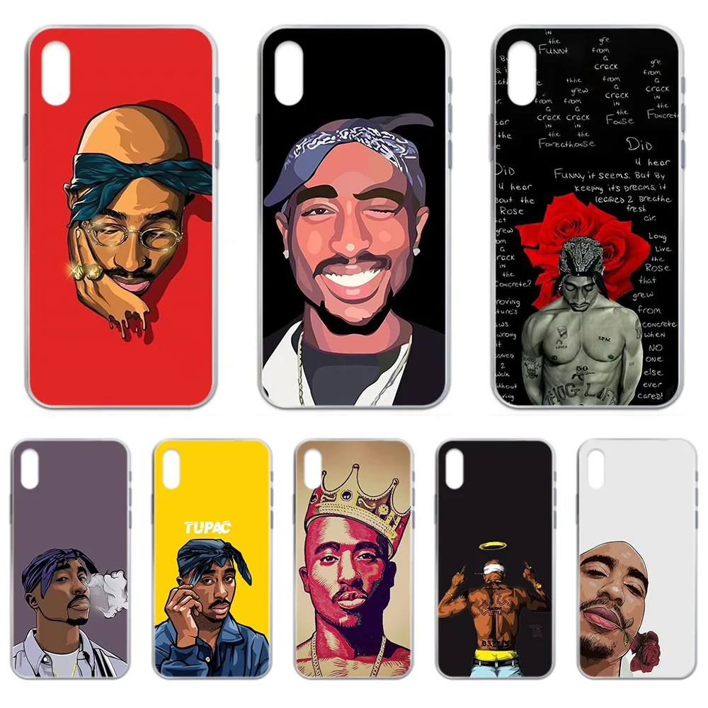 Фото 2pac Tupac Amaru Shakur Makaveli Прозрачный чехол для телефона iphone 4 4S 5 5C 5S 6 6S PLUS 7 8 X XR XS 11 PRO SE 2020