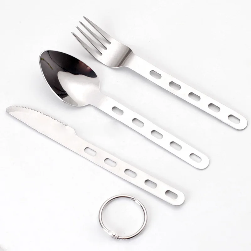 3Pcs Stainless Steel Camping Cutlery Cooking Utensils Hanging Fork Spoon Cutter W/ Key Ring Set On Travels Holidays
3Pcs Stainless Steel Camping Cutlery Cooking Utensils Hanging Fork Spoon Cutter W/ Key Ring Set On Travels Holidays