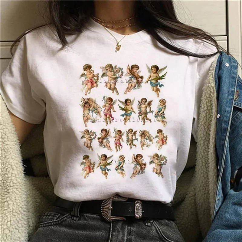 Modal Soft Ladies Clothes Oversized Retro Angel Printed Female Top Tee New Fashion Women Round Neck Short Sleeve T-Shirt
Modal Soft Ladies Clothes Oversized Retro Angel Printed Female Top Tee New Fashion Women Round Neck Short Sleeve T-Shirt