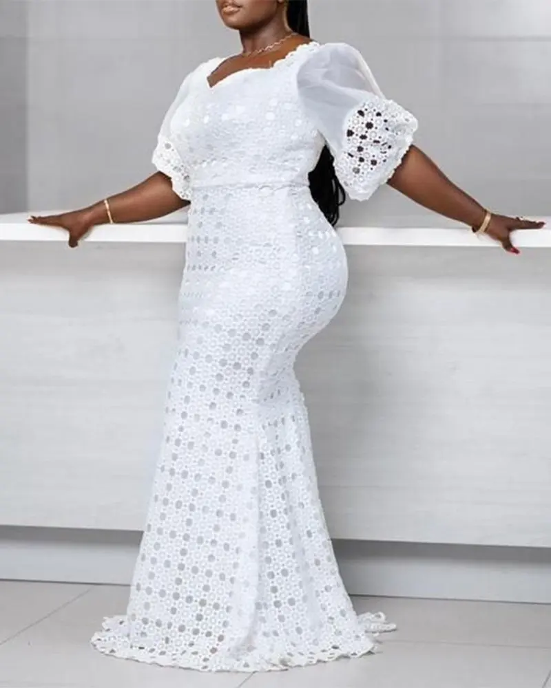 Women's Dress European And American New Style Large Size Solid Color Mid-waist V-neck Lace-covered Hip Temperament Party Dresses
Women's Dress European And American New Style Large Size Solid Color Mid-waist V-neck Lace-covered Hip Temperament Party Dresses