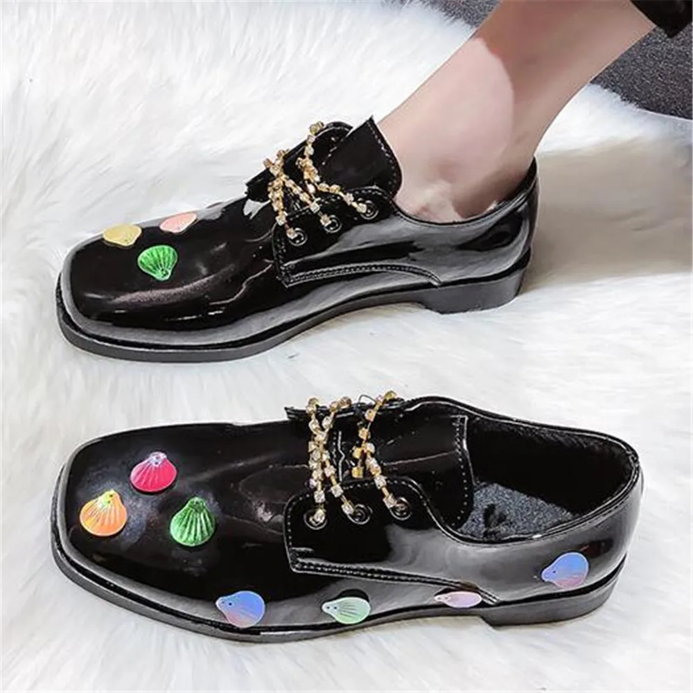 Woman Muffin Bottom Shoes Female Loafers Square Toe Shoes Zapatos De Mujer Patent Leather Fashion British Style Black Work Shoes
Woman Muffin Bottom Shoes Female Loafers Square Toe Shoes Zapatos De Mujer Patent Leather Fashion British Style Black Work Shoes