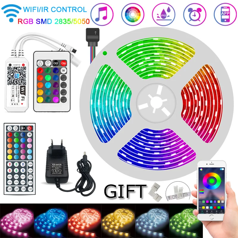 Wifi IR Controller Led Strip Light IP65 RGB SMD 2835 5050 5m 10m 15m DC 12v Flexible Neon Diode Tape Tira Bedroom Decoration
Wifi IR Controller Led Strip Light IP65 RGB SMD 2835 5050 5m 10m 15m DC 12v Flexible Neon Diode Tape Tira Bedroom Decoration
