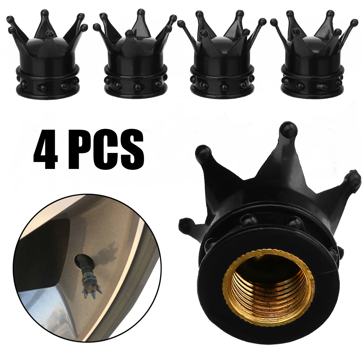 4pcs Black Crown Car Wheel Tyre Tire Air Valve Stem Cap Dust Cover For Auto Truck Bike Motorcycle ATV Scooter Accessories Parts
4pcs Black Crown Car Wheel Tyre Tire Air Valve Stem Cap Dust Cover For Auto Truck Bike Motorcycle ATV Scooter Accessories Parts