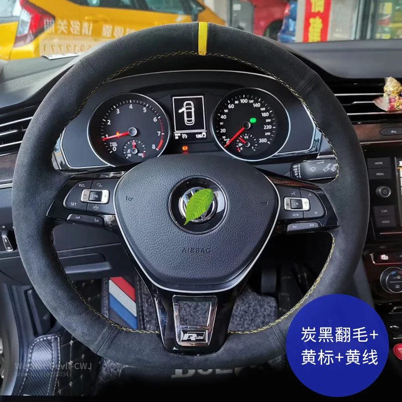 Чехол на руль автомобиля Pi для VW Sciricco Santana T-Cross Magotan Tiguan, черная замша, кожа, ручная работа, аксессуары для интерьера 
Чехол на руль автомобиля Pi для VW Sciricco Santana T-Cross Magotan Tiguan, черная замша, кожа, ручная работа, аксессуары для интерьера