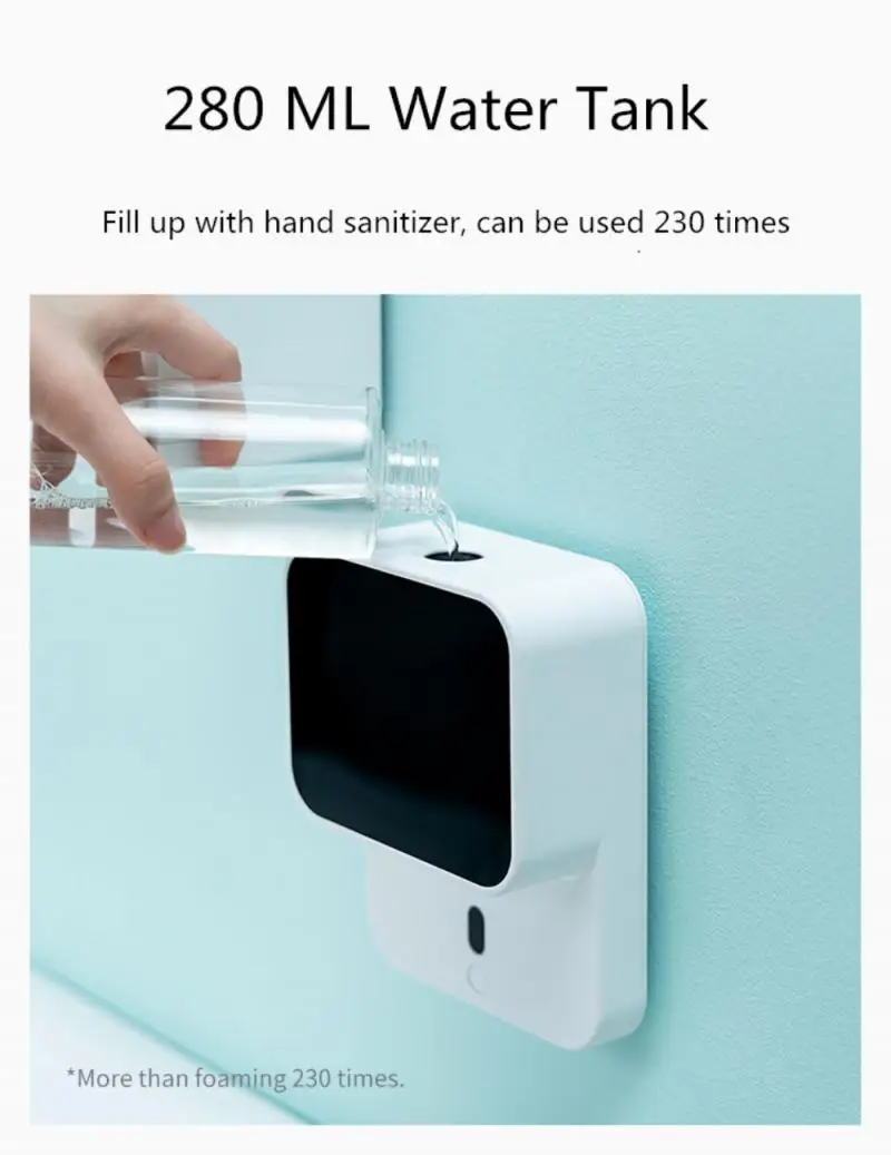 2021 Newest Liquid Soap Dispenser Wall-mounted LED Screen Hand Washing Automatic Induction Foam Household Smart Infrared Sensor |