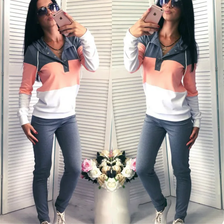 cute autumn color block 2 sets woman long sleeve turtleneck elastic waist full pants female two sport sets
cute autumn color block 2 sets woman long sleeve turtleneck elastic waist full pants female two sport sets